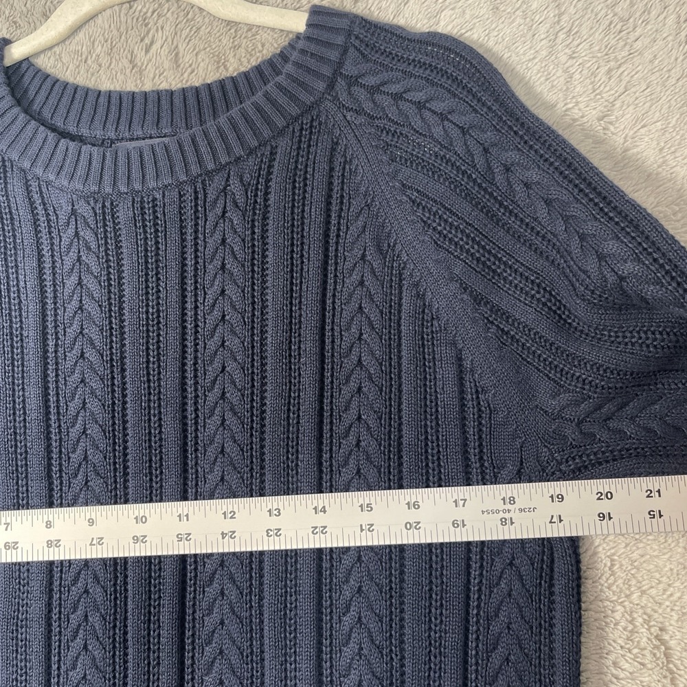 Land's End‎ Cable Knit Fisherman Sweater Classic Outdoor Mature Womens 1X  Blue - Picture 5 of 8